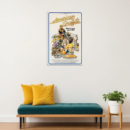 American Graffiti Comedy Drama Classic Movie Cinema Film Poster Wall Art Print Home Wall Decor - xonomax