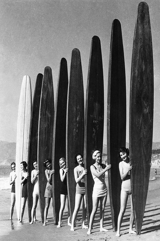 Black White Beach Surf Girls Cute Beauty Womans Poster Wall Art Print Home Wall Decor - xonomax