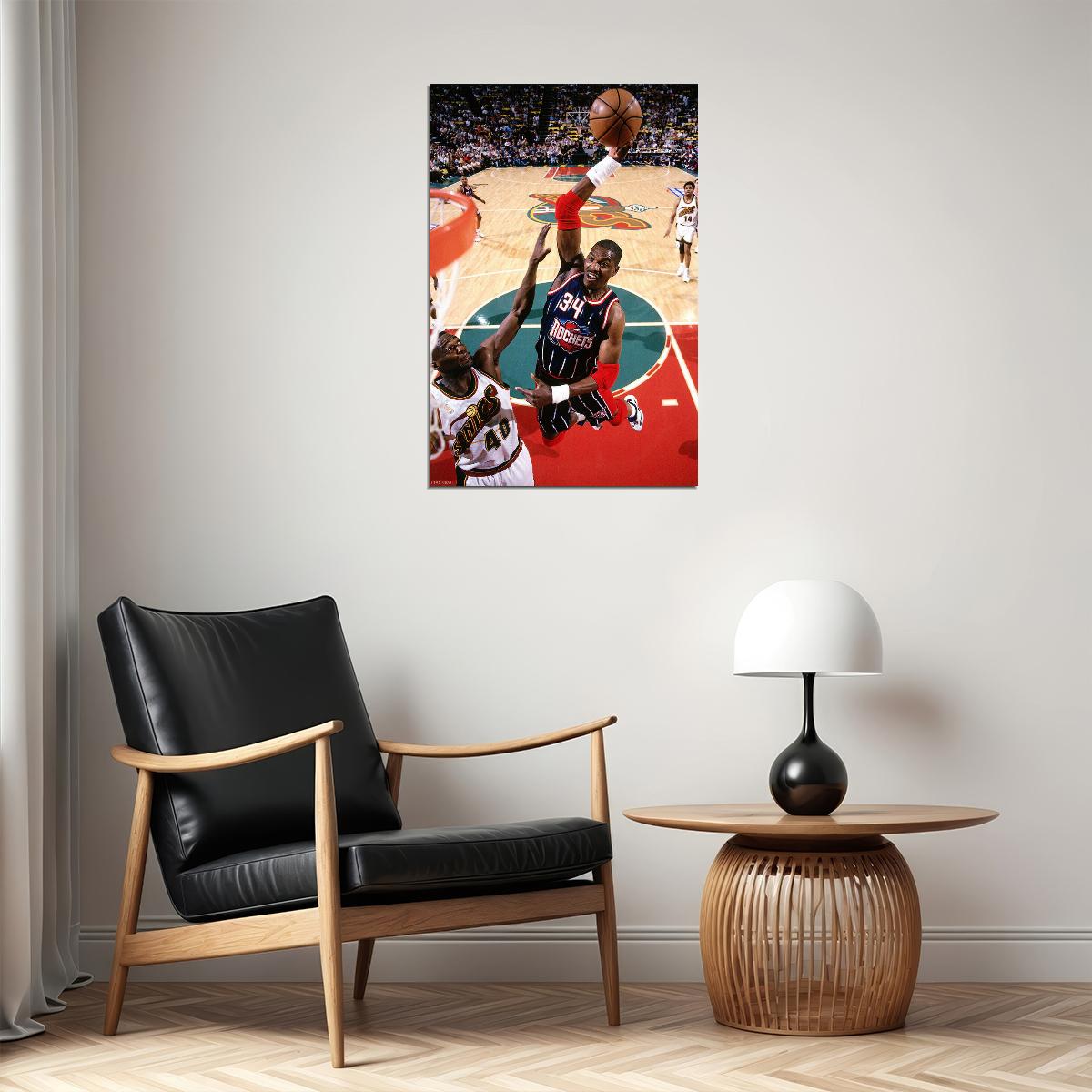 Hakeem Olajuwon Houston Rockets Basketball Player Poster Wall Art Print Home Wall Decor