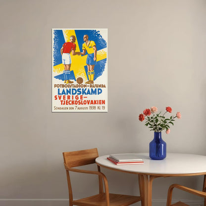 Sweden Czechoslovakia International Match Football Stadium Poster Wall Art Print Home Wall Decor - xonomax