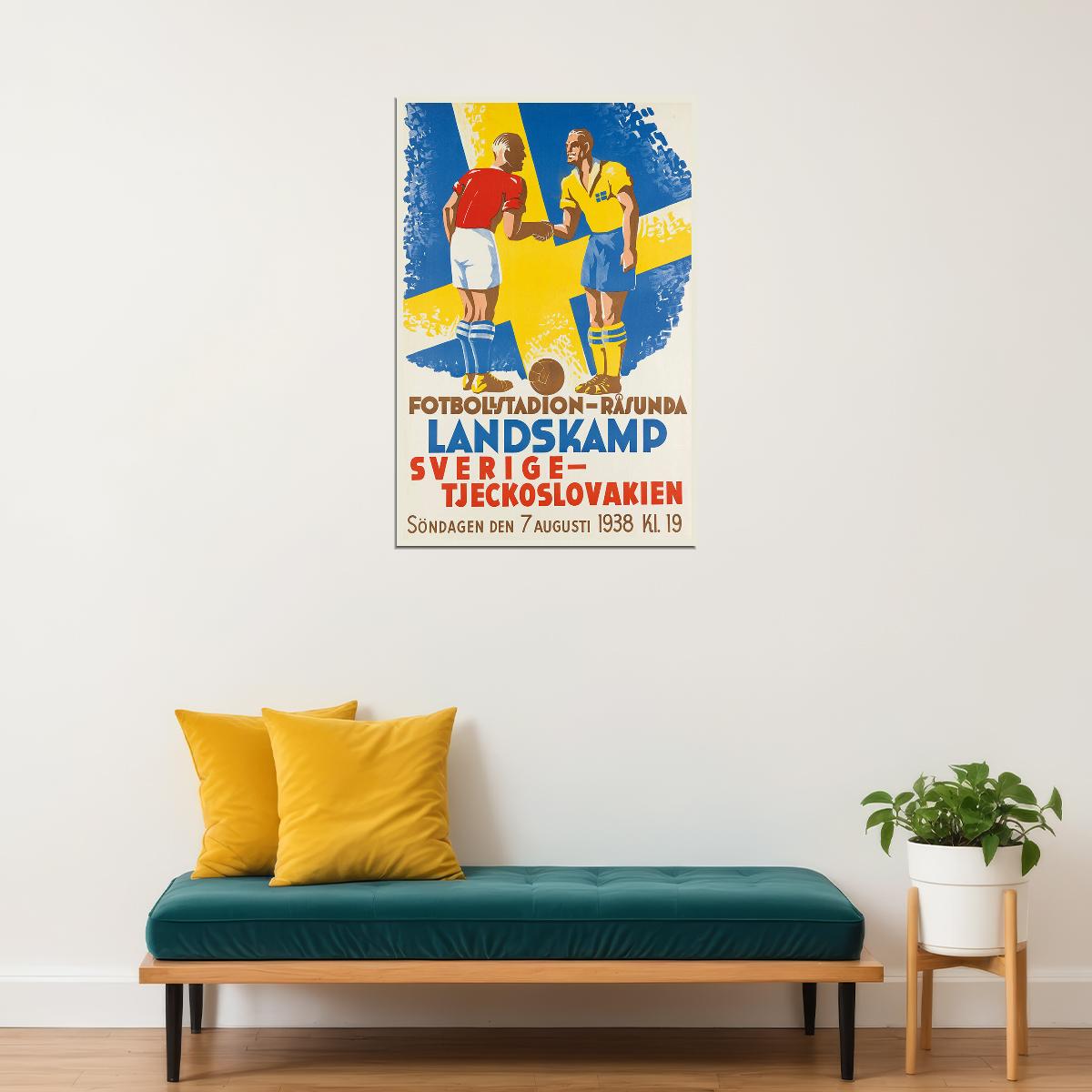 Sweden Czechoslovakia International Match Football Stadium Poster Wall Art Print Home Wall Decor - xonomax