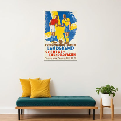 Sweden Czechoslovakia International Match Football Stadium Poster Wall Art Print Home Wall Decor - xonomax
