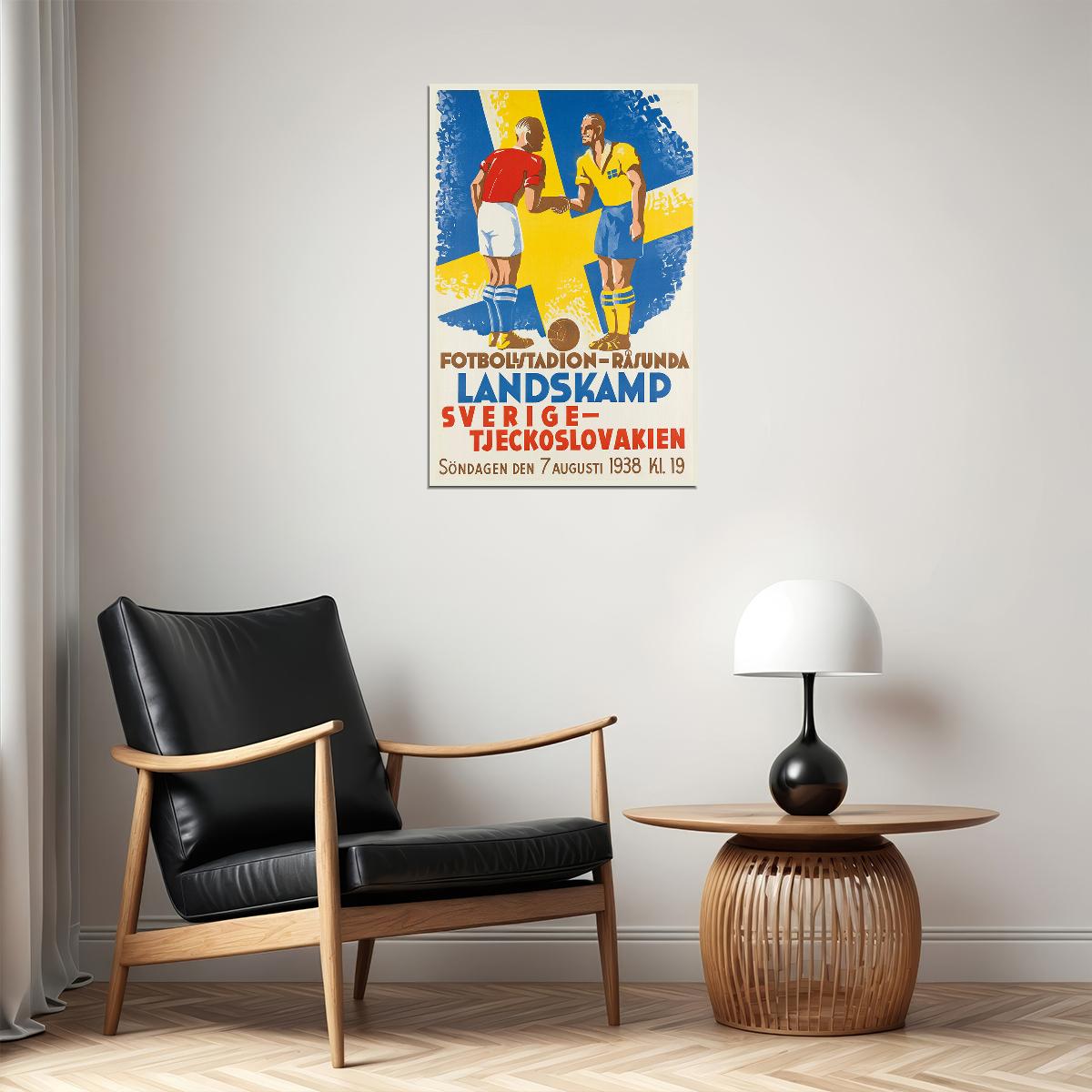 Sweden Czechoslovakia International Match Football Stadium Poster Wall Art Print Home Wall Decor - xonomax