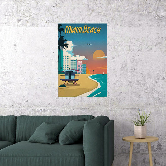 Miami Beach Florida Vintage Style Travel Holiday Poster Wall Art Print Home Wall Decor - xonomax