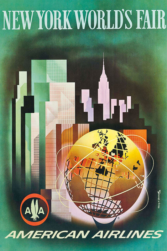 American Airlines New York World's Fair 1964 Vintage Poster Wall Art Print Home Wall Decor - xonomax
