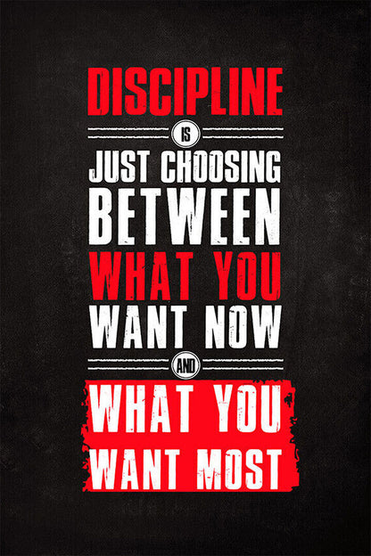 Discipline Motivational Quotes Awareness Gift Poster Wall Art Print Home Wall Decor