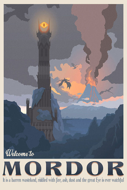 Lord Of The Rings Movie Action Welcome To Mordor Travel Poster Wall Art Print Home Wall Decor - xonomax