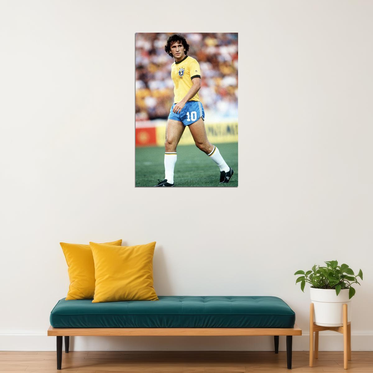 Arthur Antunes Coimbra Zico Brazilian Football Player Poster Wall Art Print Home Wall Decor