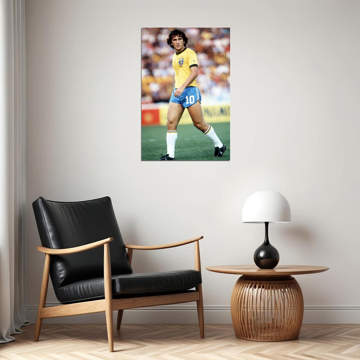 Arthur Antunes Coimbra Zico Brazilian Football Player Poster Wall Art Print Home Wall Decor