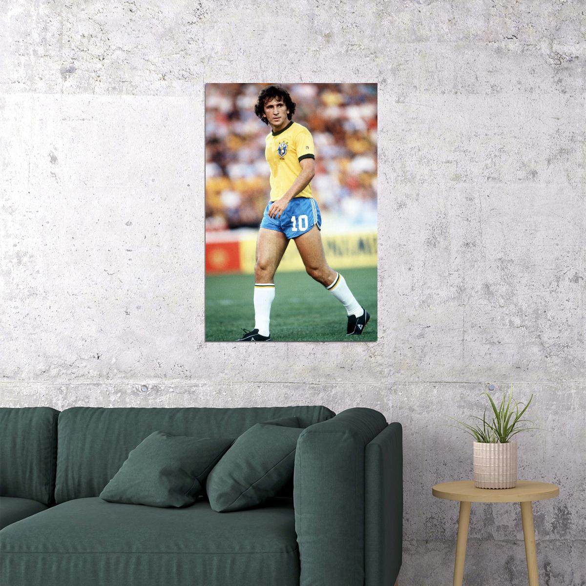 Arthur Antunes Coimbra Zico Brazilian Football Player Poster Wall Art Print Home Wall Decor