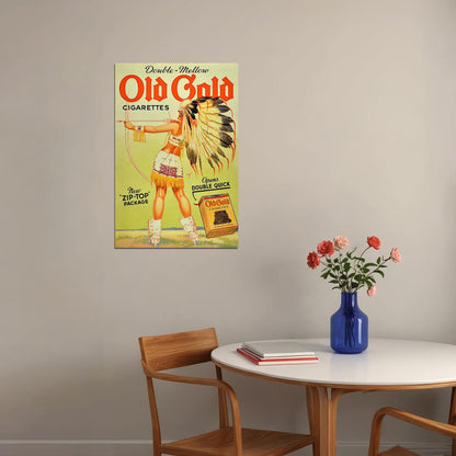 Old Gold Cigarettes Vintage Ad Petty Girl Indian Maiden Poster Wall Art Print Home Wall Decor - xonomax
