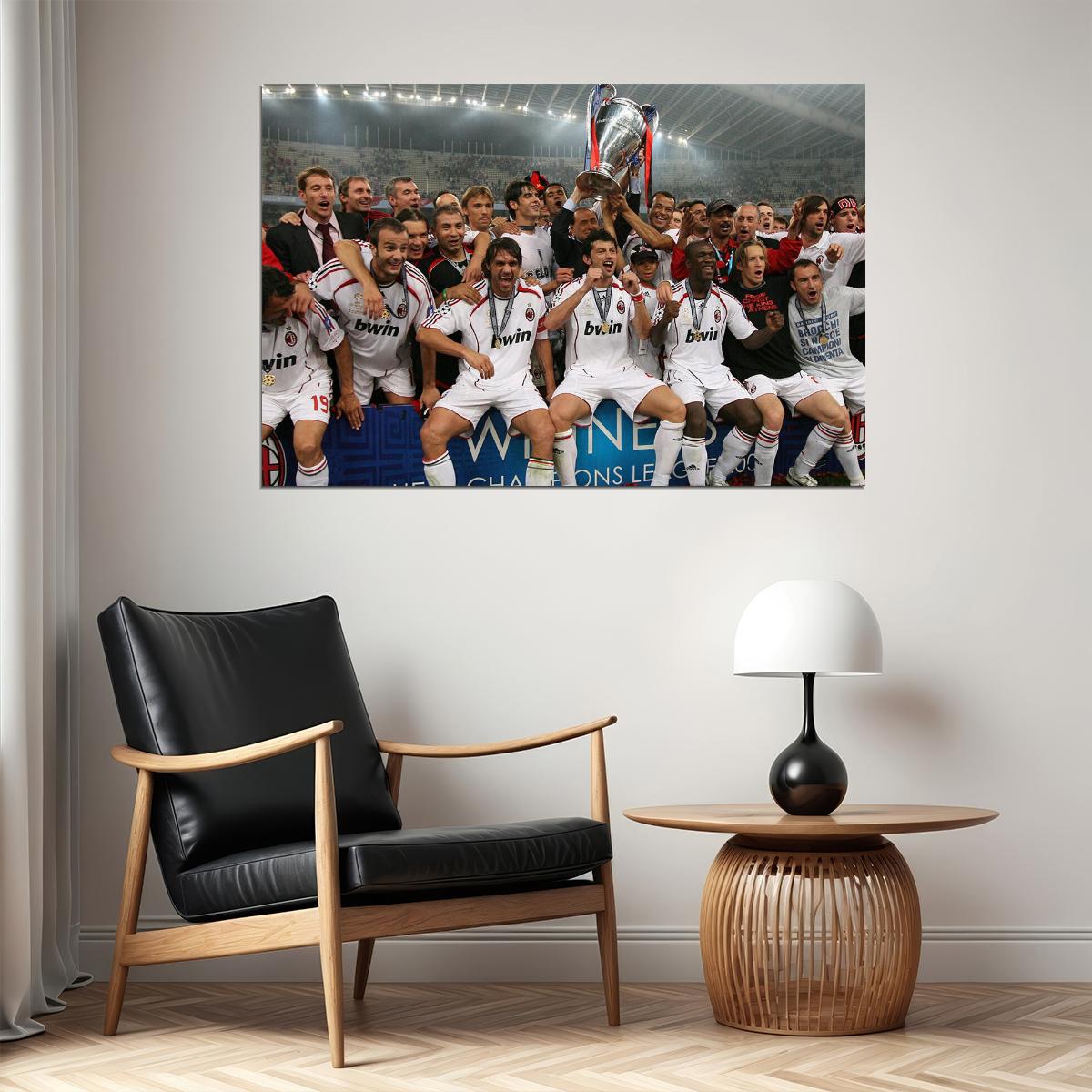 2007 Champions League Winners Soccer Ac Milan Poster Wall Art Print Home Wall Decor