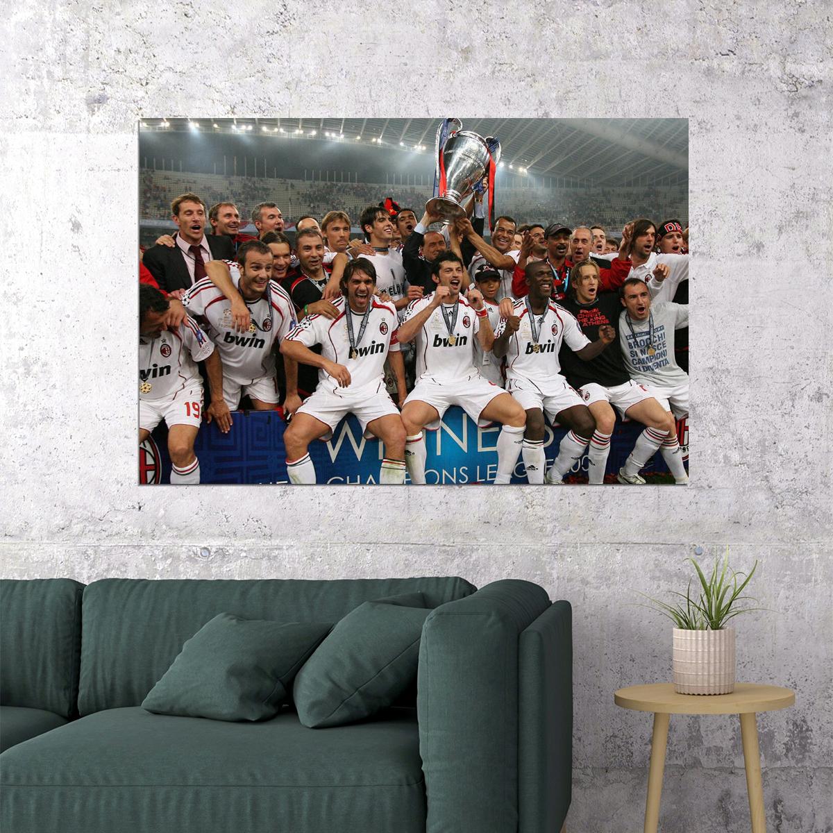 2007 Champions League Winners Soccer Ac Milan Poster Wall Art Print Home Wall Decor