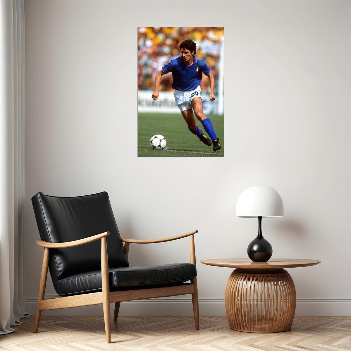 Paolo Rossi Former Italy Football Player Poster Wall Art Print Home Wall Decor