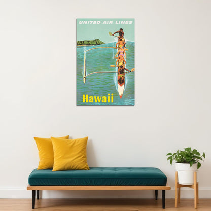 Hawaii 1960s Classic Vintage Style Hawaiian Travel Poster Wall Art Print Home Wall Decor