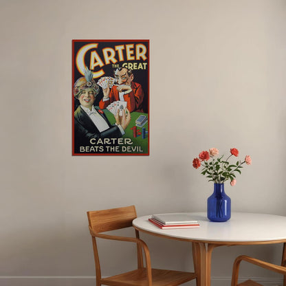 Carter Beats The Devil Poker Game 1920s Classic Magic Poster Wall Art Print Home Wall Decor - xonomax