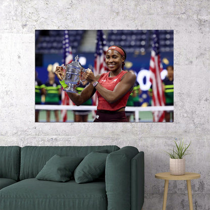 Coco Gauff Us Open Champion American Sports Tennis Player Poster Wall Art Print Home Wall Decor