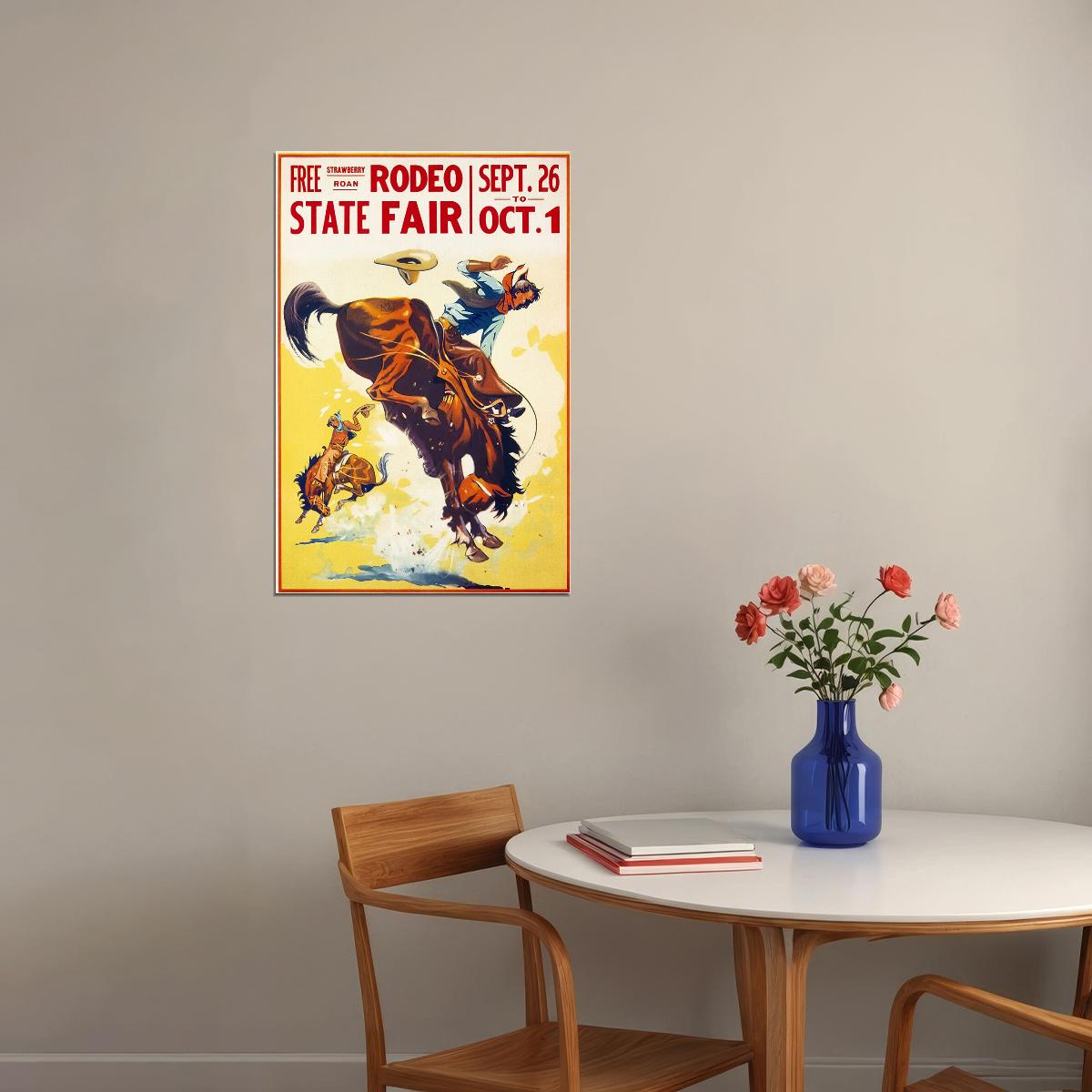 1930s State Fair Rodeo Cowboy Vintage Style Western Poster Wall Art Print Home Wall Decor - xonomax