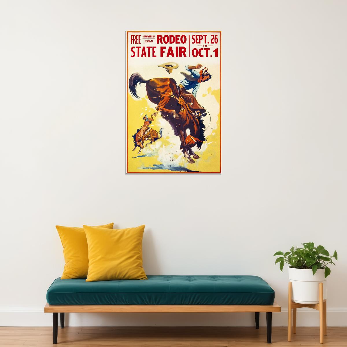 1930s State Fair Rodeo Cowboy Vintage Style Western Poster Wall Art Print Home Wall Decor - xonomax