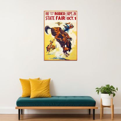 1930s State Fair Rodeo Cowboy Vintage Style Western Poster Wall Art Print Home Wall Decor - xonomax