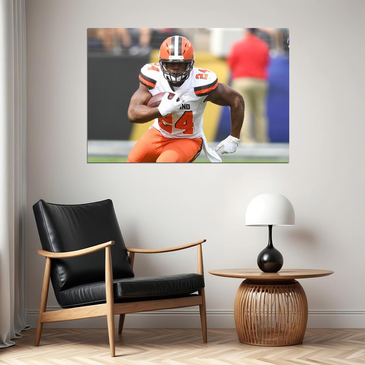 Nick Chubb Cleveland Browns American Football Player Poster Wall Art Print Home Wall Decor