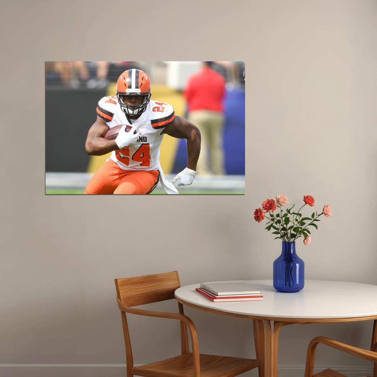 Nick Chubb Cleveland Browns American Football Player Poster Wall Art Print Home Wall Decor