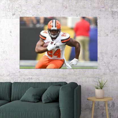 Nick Chubb Cleveland Browns American Football Player Poster Wall Art Print Home Wall Decor