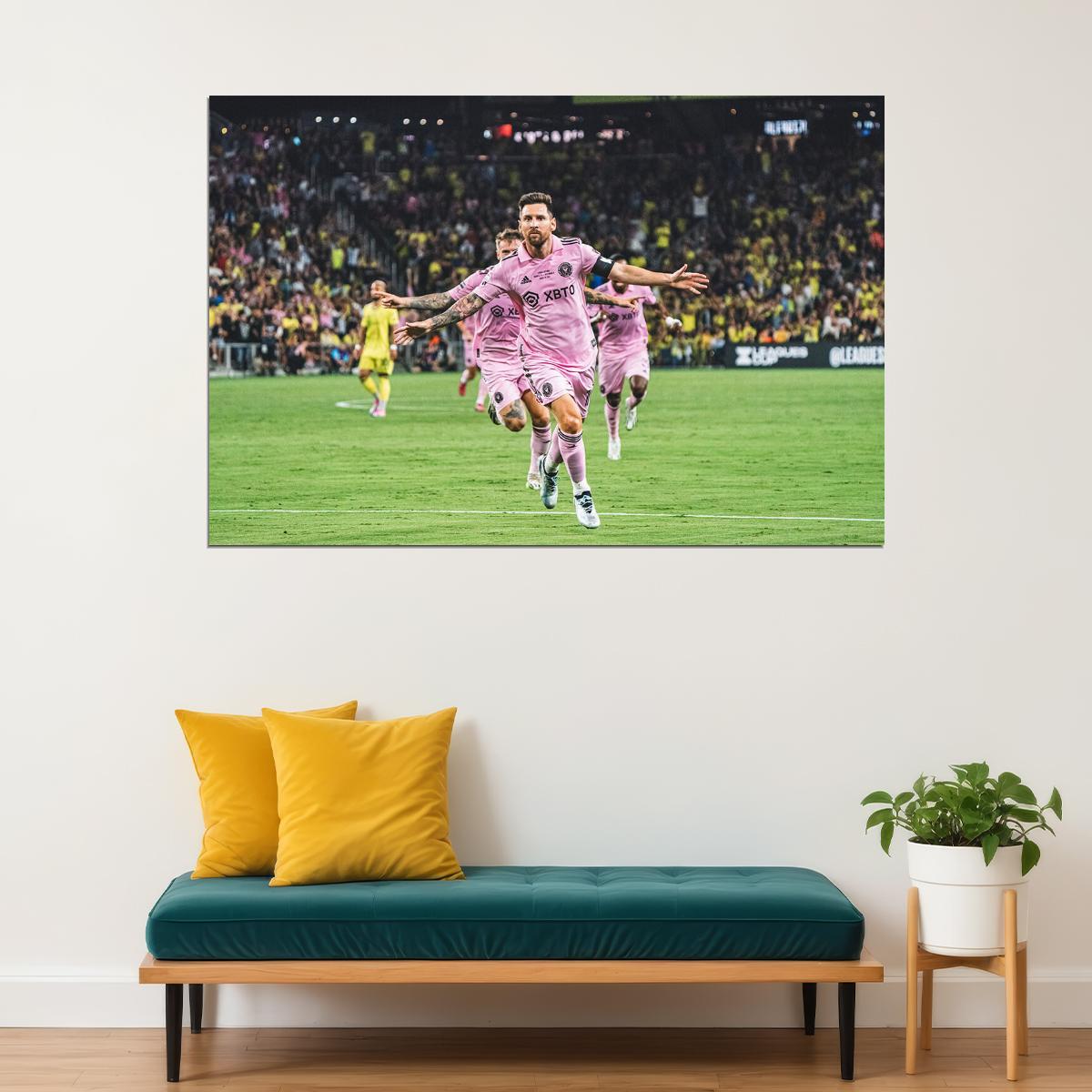 Miami Nashville Soccer Final Football Goal Celebration Messi Poster Wall Art Print Home Wall Decor