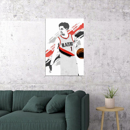 Anfernee Simons Portland Basketball Star Player Poster Wall Art Print Home Wall Decor