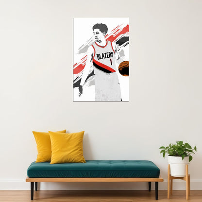 Anfernee Simons Portland Basketball Star Player Poster Wall Art Print Home Wall Decor