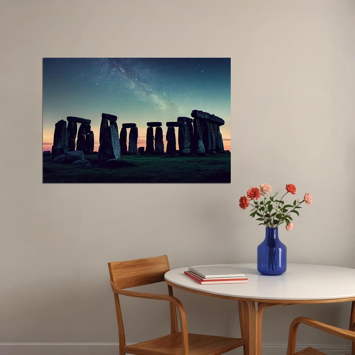 Stonehenge Starry Night England Monument Landscape Poster Wall Art Print Home Wall Decor - xonomax