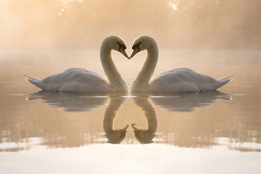 Swans Couple Heart Cute Bird Animals On Water Poster Wall Art Print Home Wall Decor - xonomax
