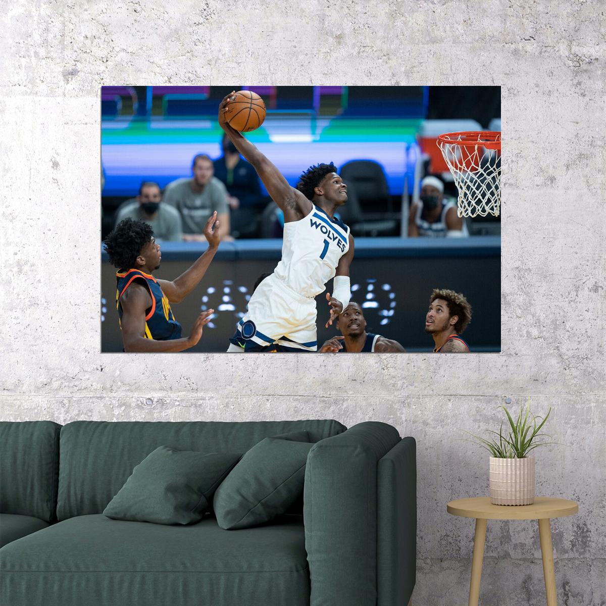 Minnesota Timberwolves Basketball Team Anthony Edwards Poster Wall Art Print Home Wall Decor - xonomax