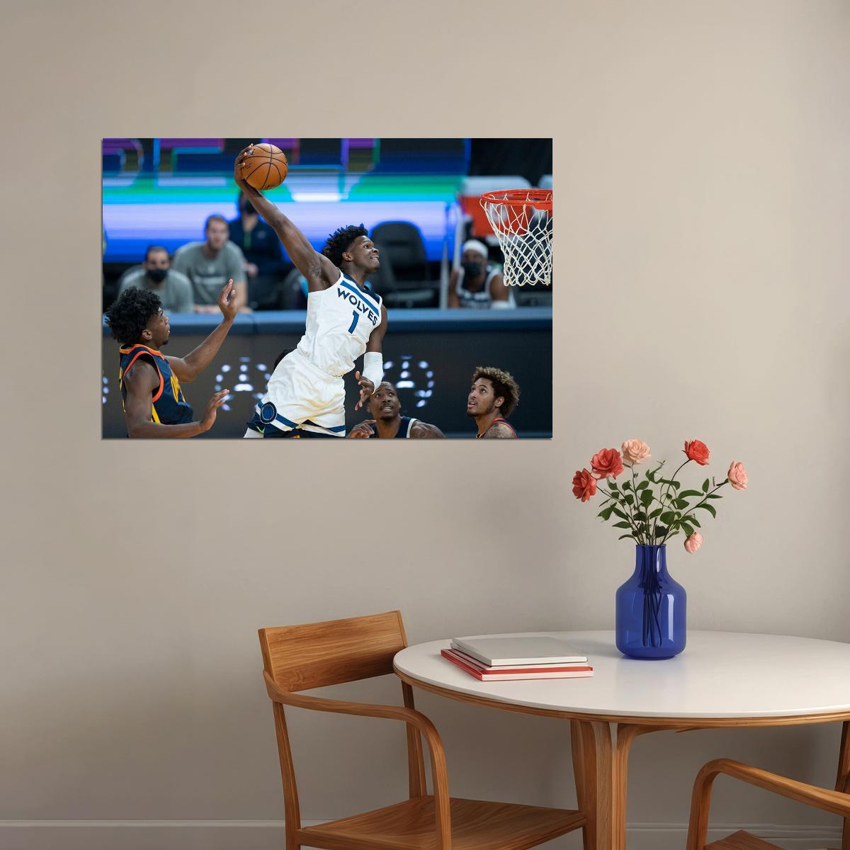 Minnesota Timberwolves Basketball Team Anthony Edwards Poster Wall Art Print Home Wall Decor - xonomax