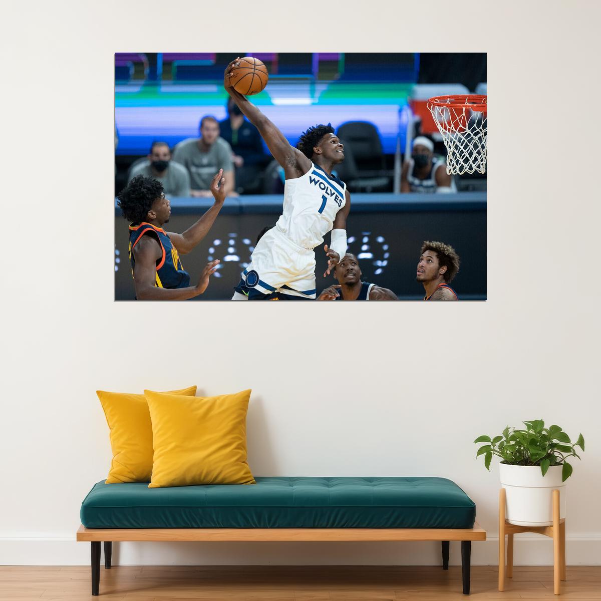 Minnesota Timberwolves Basketball Team Anthony Edwards Poster Wall Art Print Home Wall Decor - xonomax
