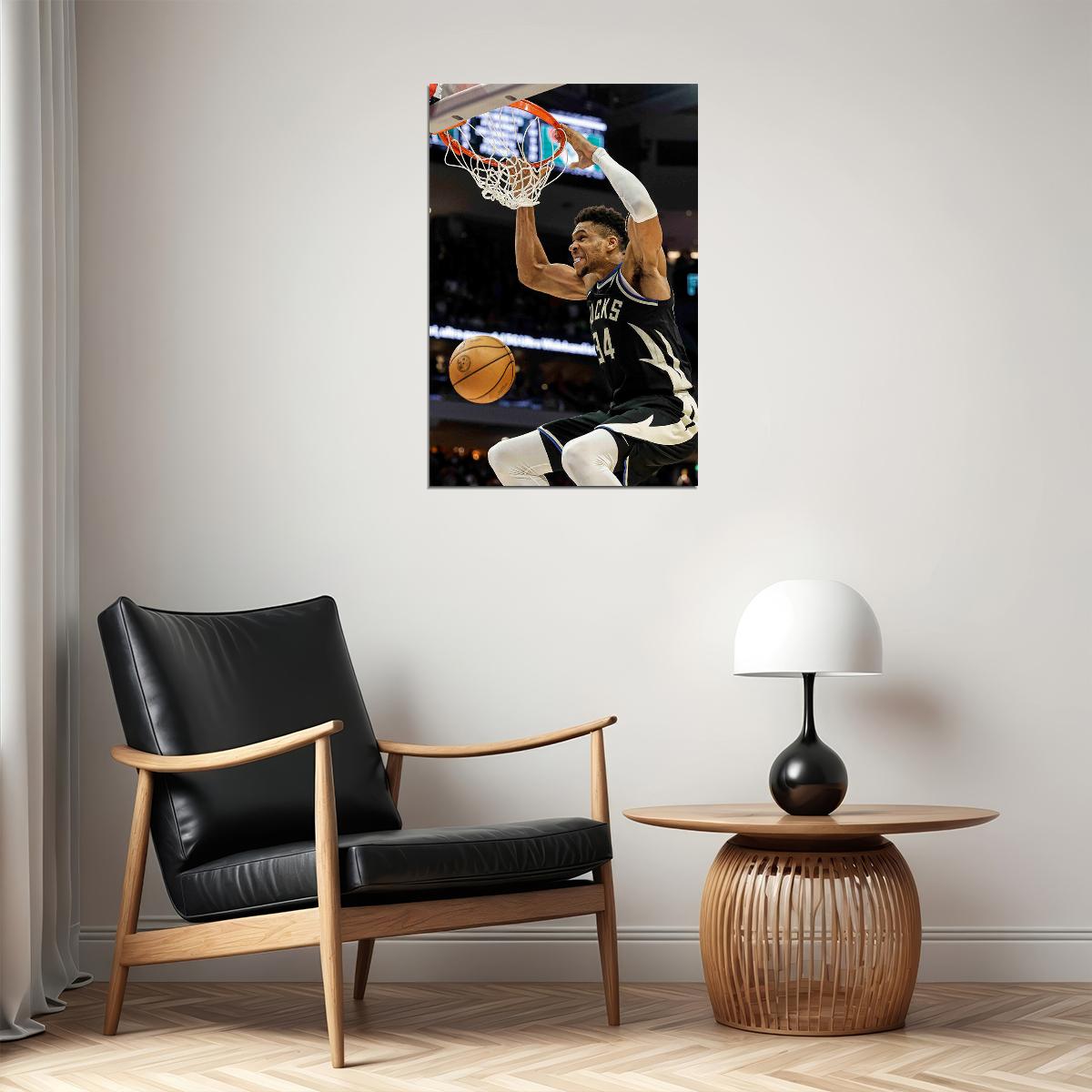 Giannis Antetokounmpo Basketball Player Milwaukee Bucks Poster Wall Art Print Home Wall Decor