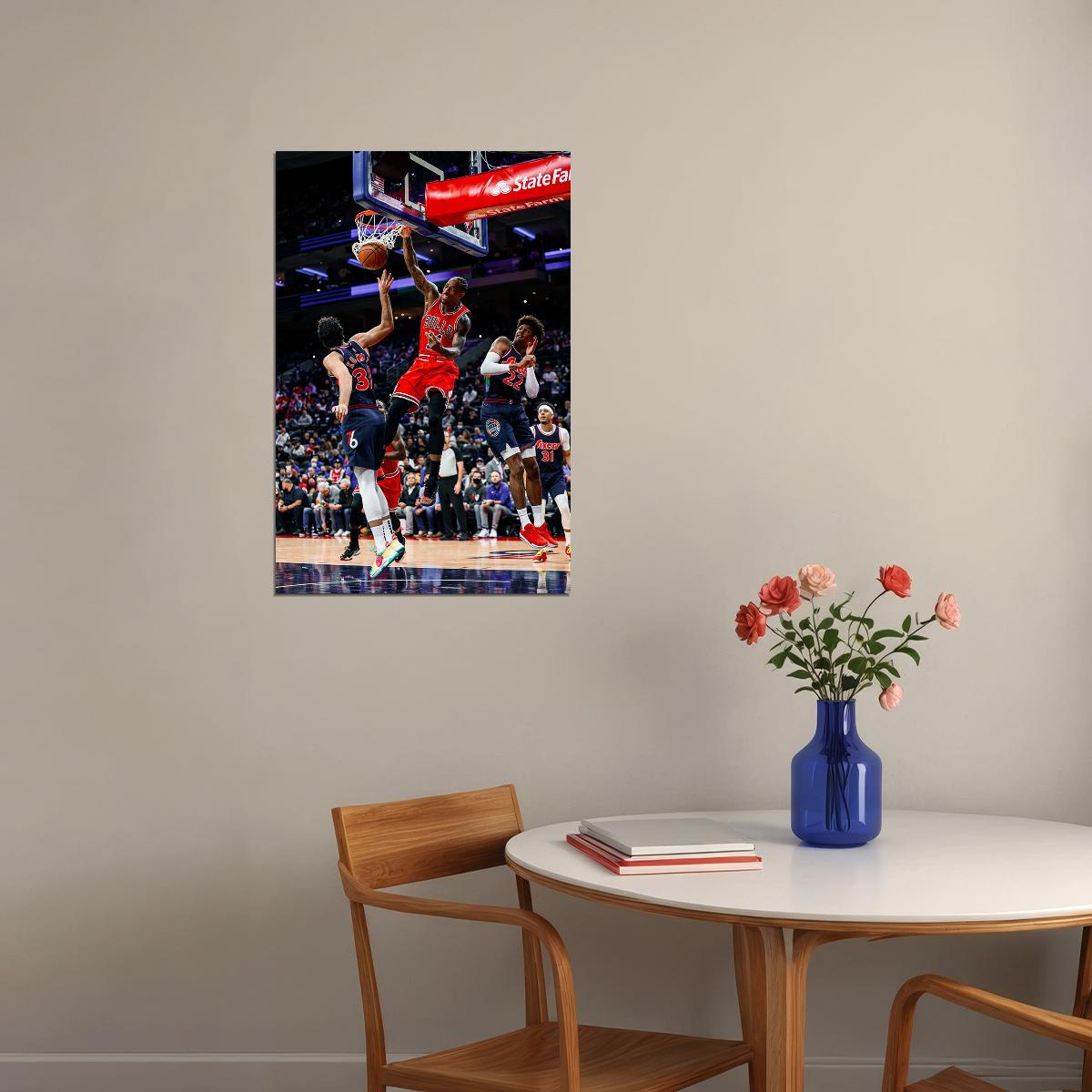 Demar Derozan Chicago Bulls Basketball Team Match Basket Poster Wall Art Print Home Wall Decor - xonomax