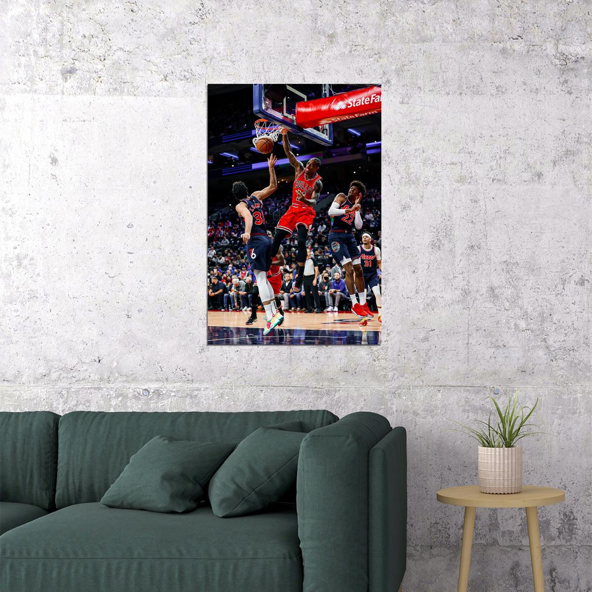 Demar Derozan Chicago Bulls Basketball Team Match Basket Poster Wall Art Print Home Wall Decor - xonomax
