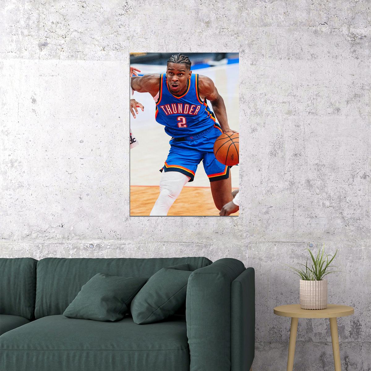 Shai Gilgeous-alexander Oklahoma City Thunder Basketball Poster Wall Art Print Home Wall Decor