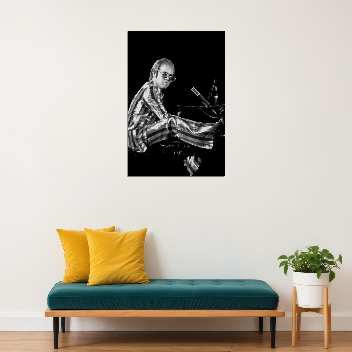 Nostalgic Portrait Of Elton John Singer Composer Poster Wall Art Print Home Wall Decor - xonomax
