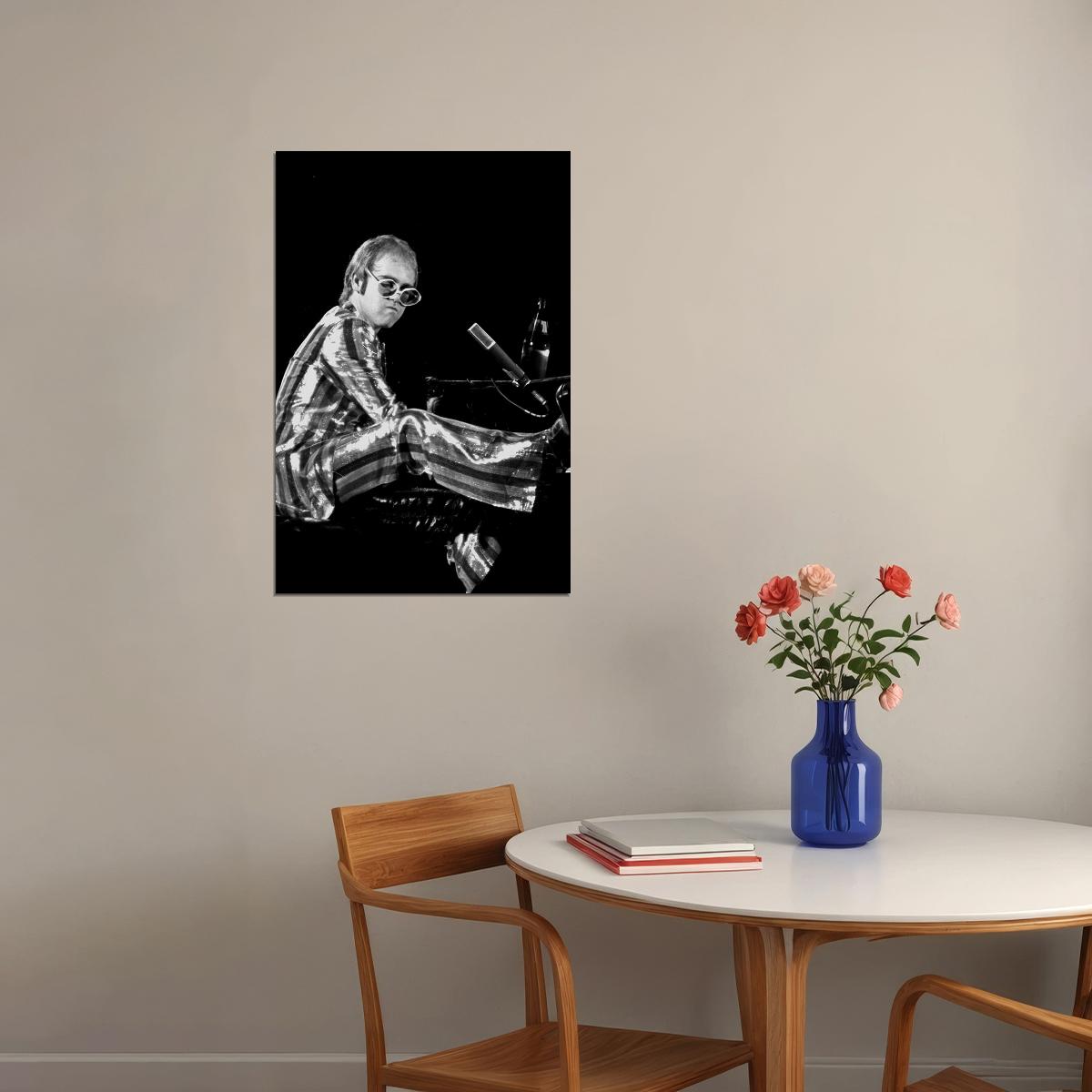 Nostalgic Portrait Of Elton John Singer Composer Poster Wall Art Print Home Wall Decor - xonomax
