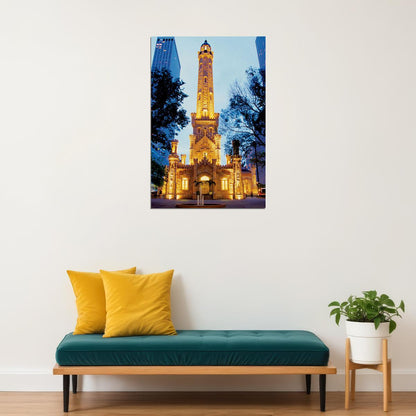 Chicago Water Tower Historical Building Poster Wall Art Print Home Wall Decor - xonomax