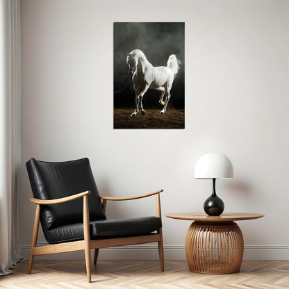 Horse White Arabian Stallion Equestrian Poster Wall Art Print Home Wall Decor - xonomax
