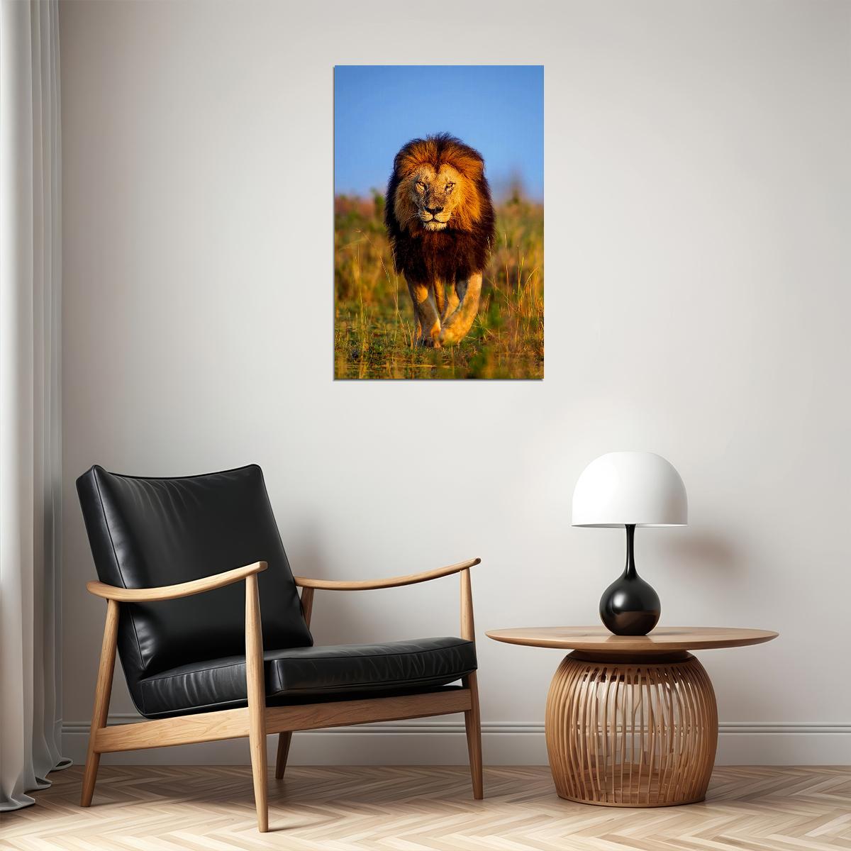 Lion's Walk Dangerous Nature Untamed Cat Poster Wall Art Print Home Wall Decor - xonomax