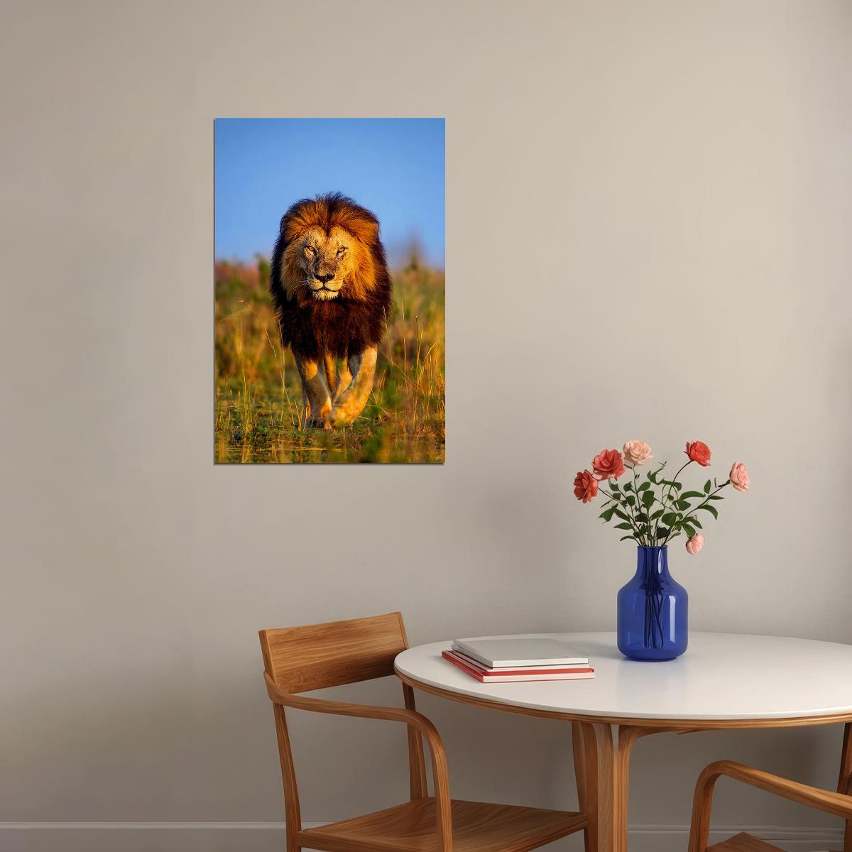 Lion's Walk Dangerous Nature Untamed Cat Poster Wall Art Print Home Wall Decor - xonomax