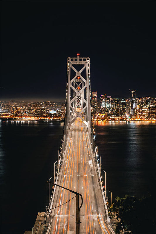 San Francisco Bay Bridge At Night Travel Poster Wall Art Print Home Wall Decor