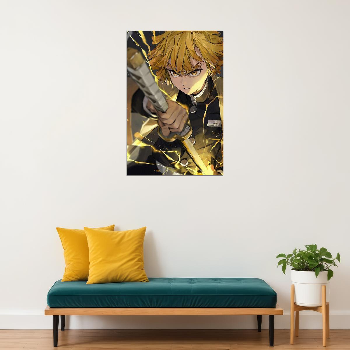 Zenitsu Demon Slayer Anime Action Adventure Poster Wall Art Print Home Wall Decor