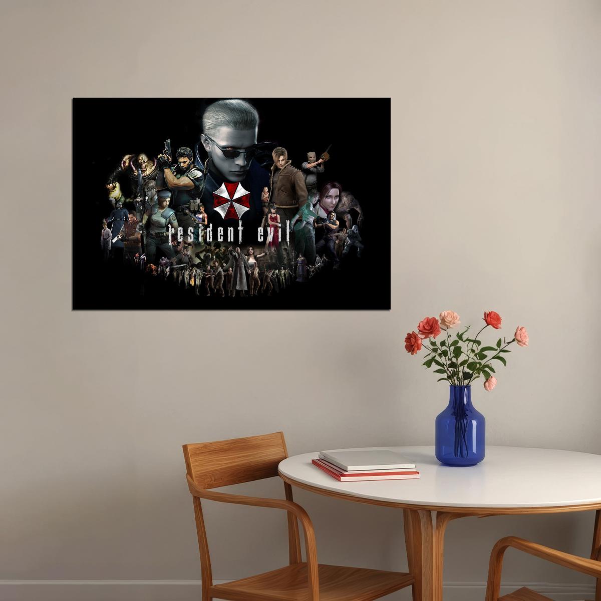 Resident Evil Mash Up Video Games Fantasy Poster Wall Art Print Home Wall Decor - xonomax