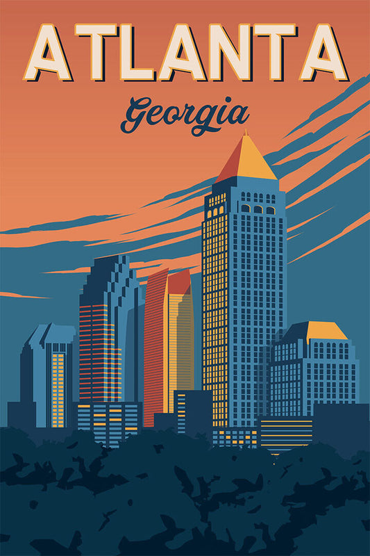 Atlanta Georgia Landscape Travel Vintage Poster Wall Art Print Home Wall Decor - xonomax
