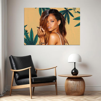 Rihanna Singer Smoking Weed Picture Poster Wall Art Print Home Wall Decor
